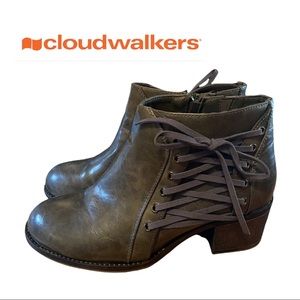 WIDE WIDTH Olive Lace Up Ankle Boots Booties 10 10W